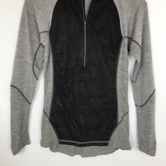 Smartwool PhD Wool Top Long Sleeve Half Zip Pullover Women's Sz Small Black Gray - Picture 3 of 13